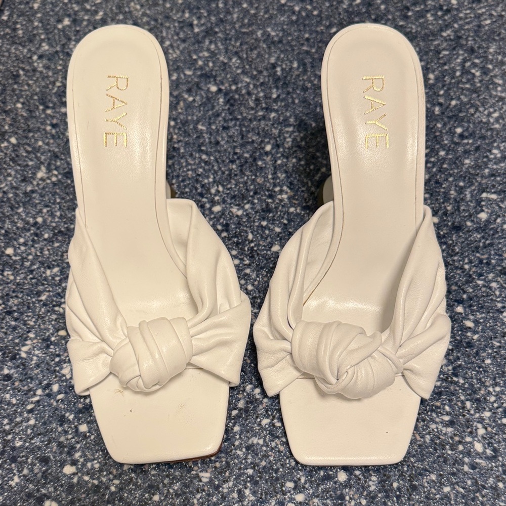 RAYE White Knotted Heeled Sandals